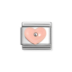 Nomination Classic Link Pink Resin Heart Charm in Silver