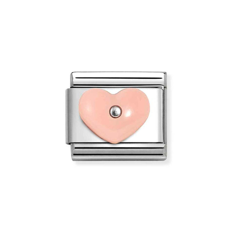 Nomination Classic Link Pink Resin Heart Charm in Silver