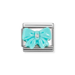 Nomination Classic Link Turquoise Resin Bow Charm in Silver