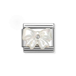 Nomination Classic Link Mother of Pearl Bow Charm in Silver