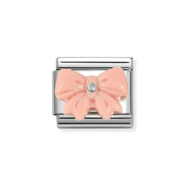 Nomination Classic Link Pink Resin Bow Charm in Silver