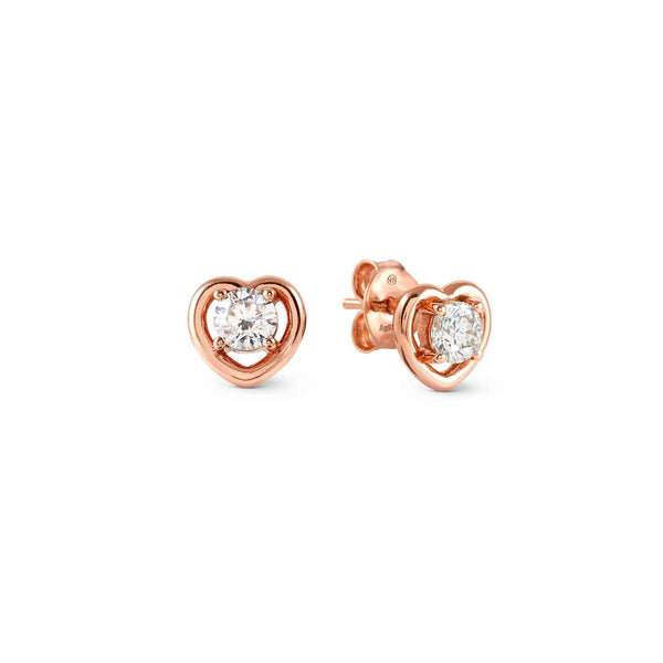 Nomination CosmicLove Heart Earrings with CZ rose gold