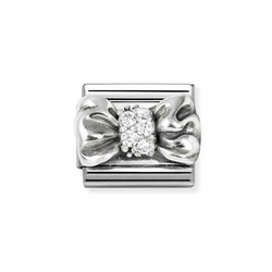 Nomination Classic Link CZ Bow Charm in Silver