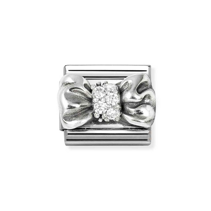 Nomination Classic Link CZ Bow Charm in Silver