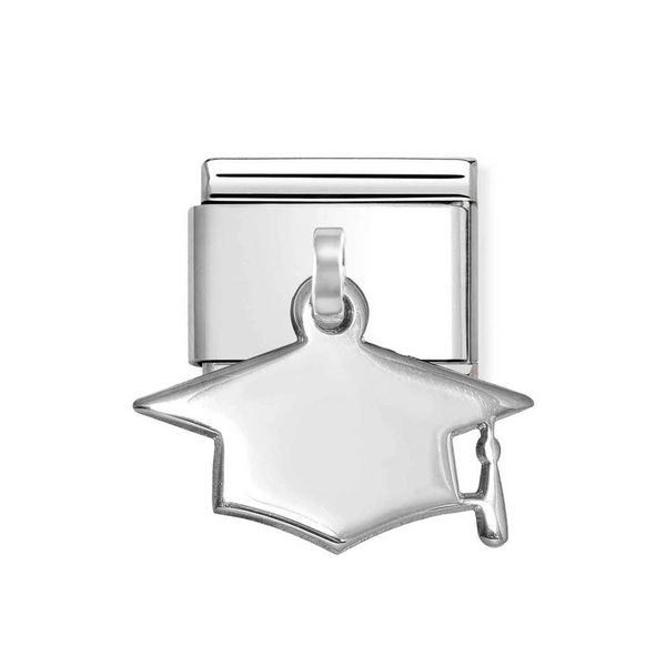 Nomination Classic Link Pendant Engravable Graduation Hat Charm in Silver