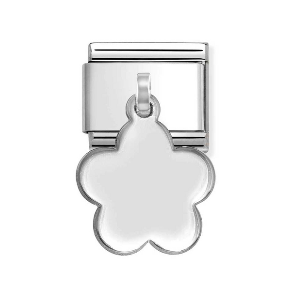 Nomination Classic Link Pendant Engravable Flower Charm in Silver