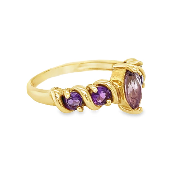 5 Stone Amethyst Ring 9ct Gold