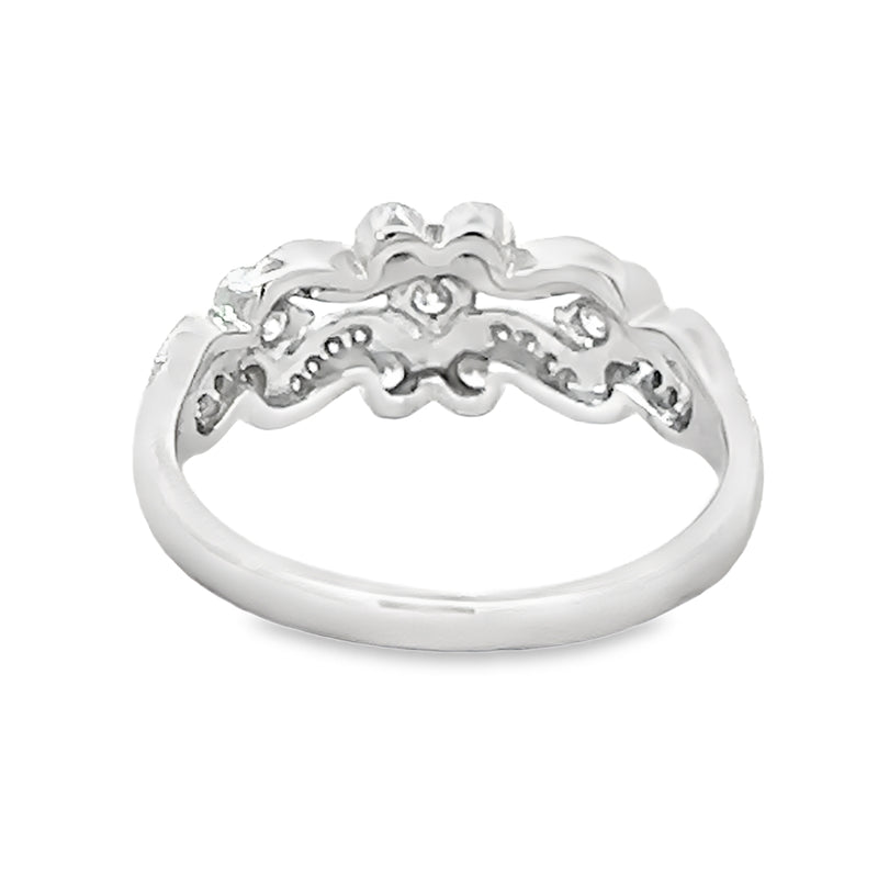 9ct White Gold Deco Style Scroll Ring rear