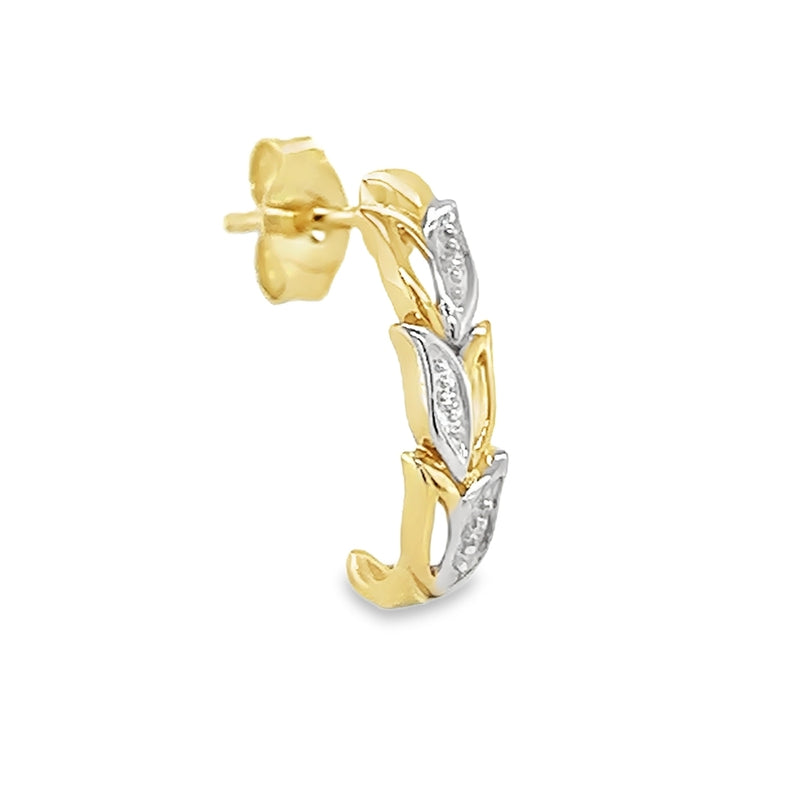 Diamond Tulip Half Hoop Earrings 9ct Gold