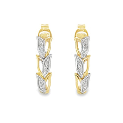 Diamond Tulip Half Hoop Earrings 9ct Gold