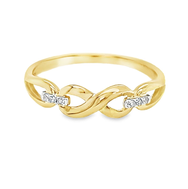 Diamond Set Infinity Ring 9ct Gold