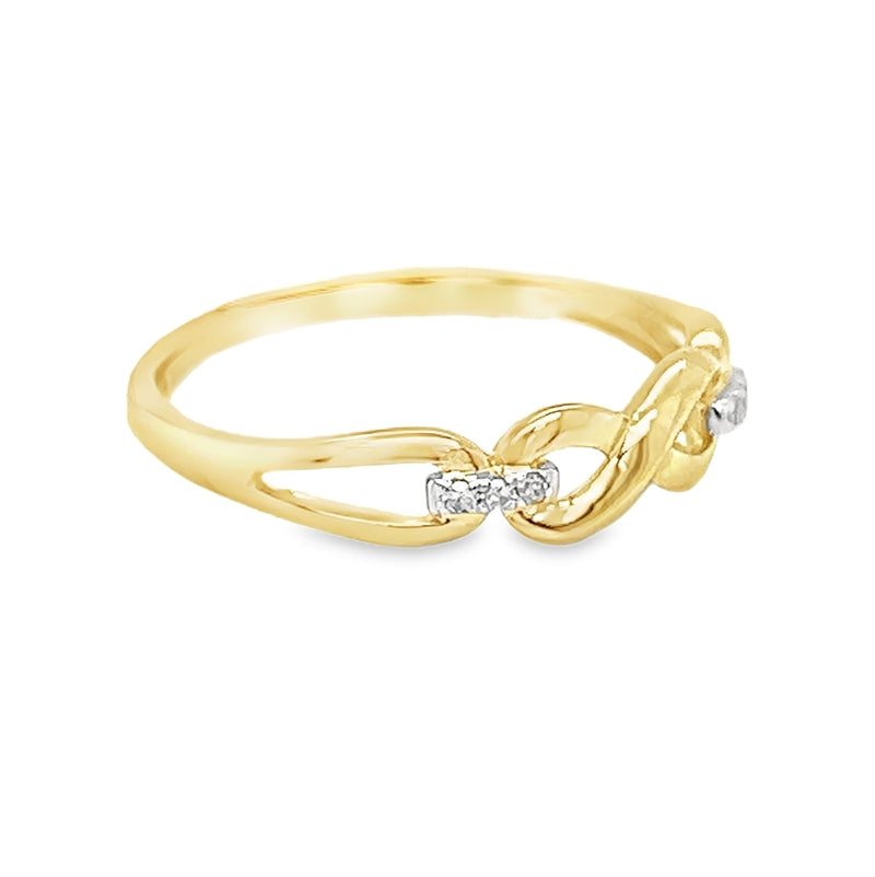 Diamond Set Infinity Ring 9ct Gold