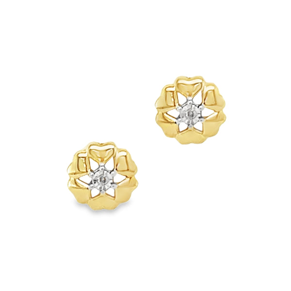 9ct Gold Illusion Set Diamond Stud Earrings