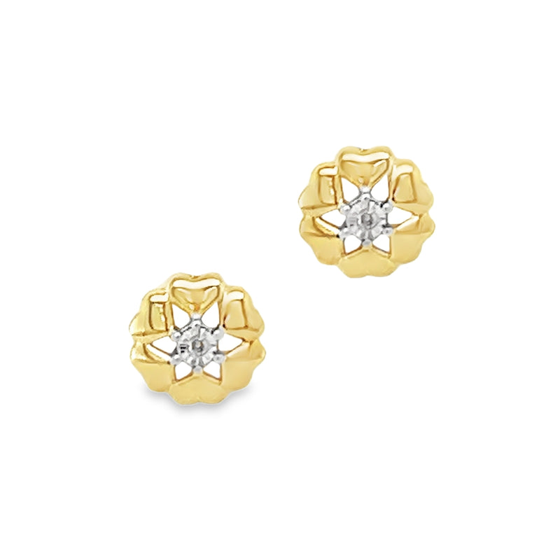 9ct Gold Illusion Set Diamond Stud Earrings