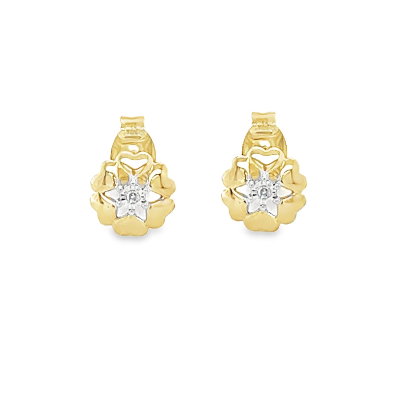 9ct Gold Illusion Set Diamond Stud Earrings