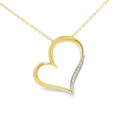 9ct Gold Diamond Open Heart Necklace