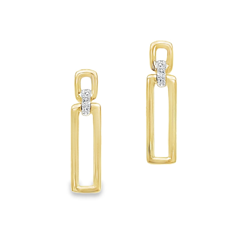 9ct Gold Rectangular Drop Diamond Earrings