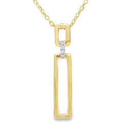 9ct Gold Rectangular Drop Diamond Necklace