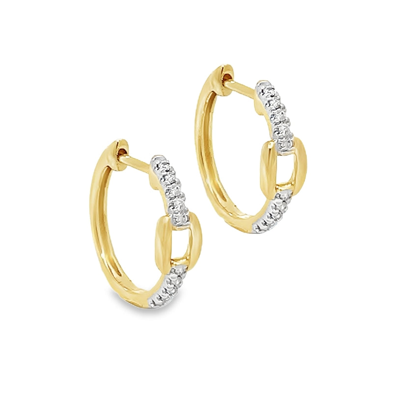 9ct Yellow Gold Diamond Huggy Earrings