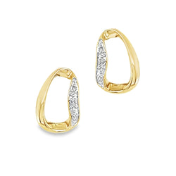 9ct Gold Pave Diamond Open Poly Earrings