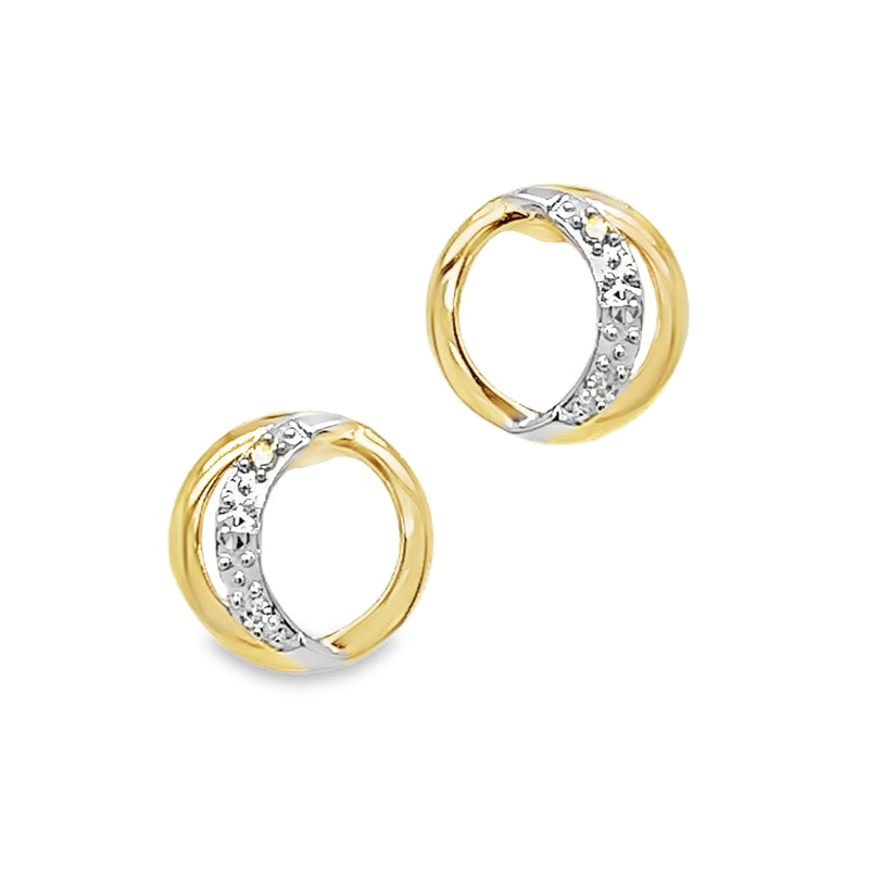 9ct Gold Pave Diamond Round Earrings