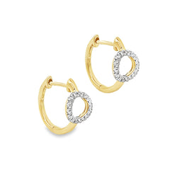 9ct Yellow Gold Open Circle Diamond Huggy Earrings