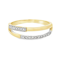 Two Row Diamond 19 Stone Ring 9ct Gold