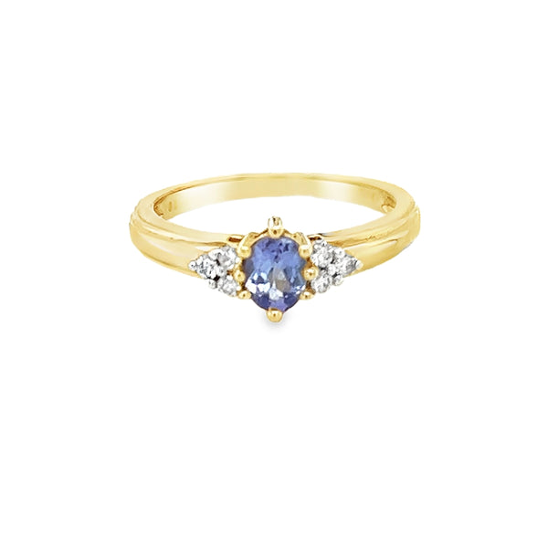 Tanzanite & Diamond Ring 18ct Yellow Gold