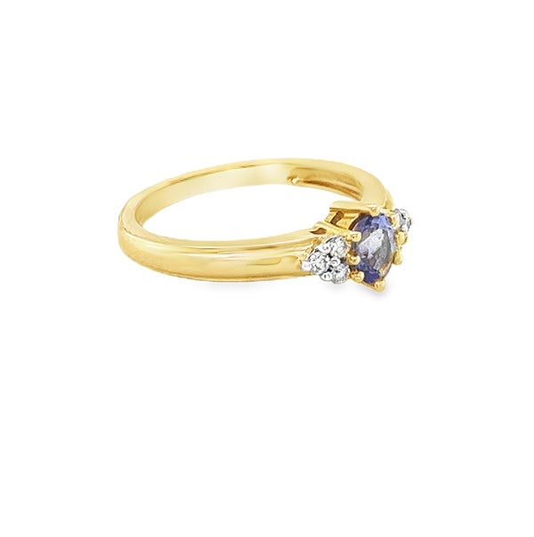 Tanzanite & Diamond Ring 18ct Yellow Gold