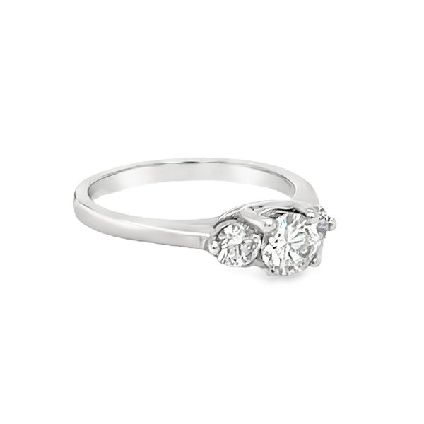 3 Stone Diamond Ring 0.81ct Col E 18ct White Gold side