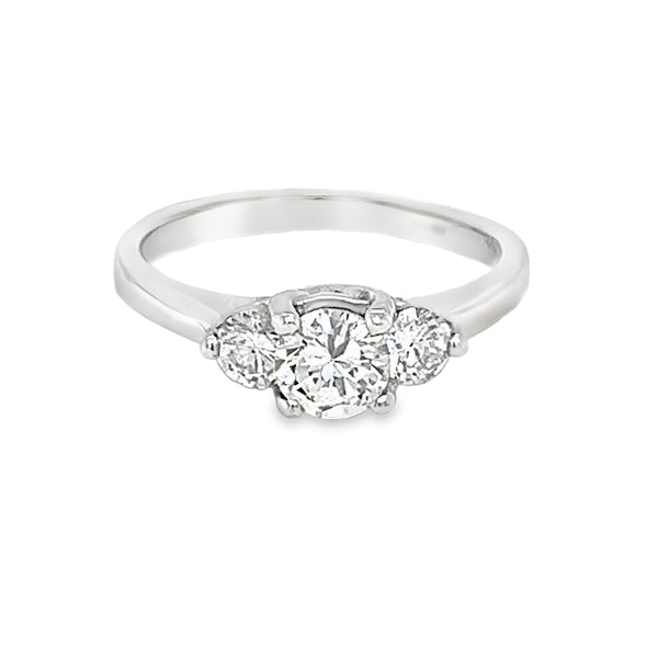 3 Stone Diamond Ring 0.81ct Col E 18ct White Gold