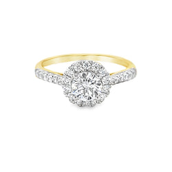 9ct Gold CZ Halo Cluster Ring