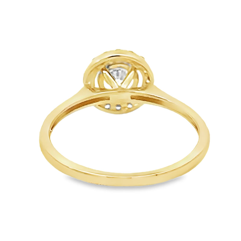 Cubic Zirconia Halo Engagement Ring 9ct Gold rear