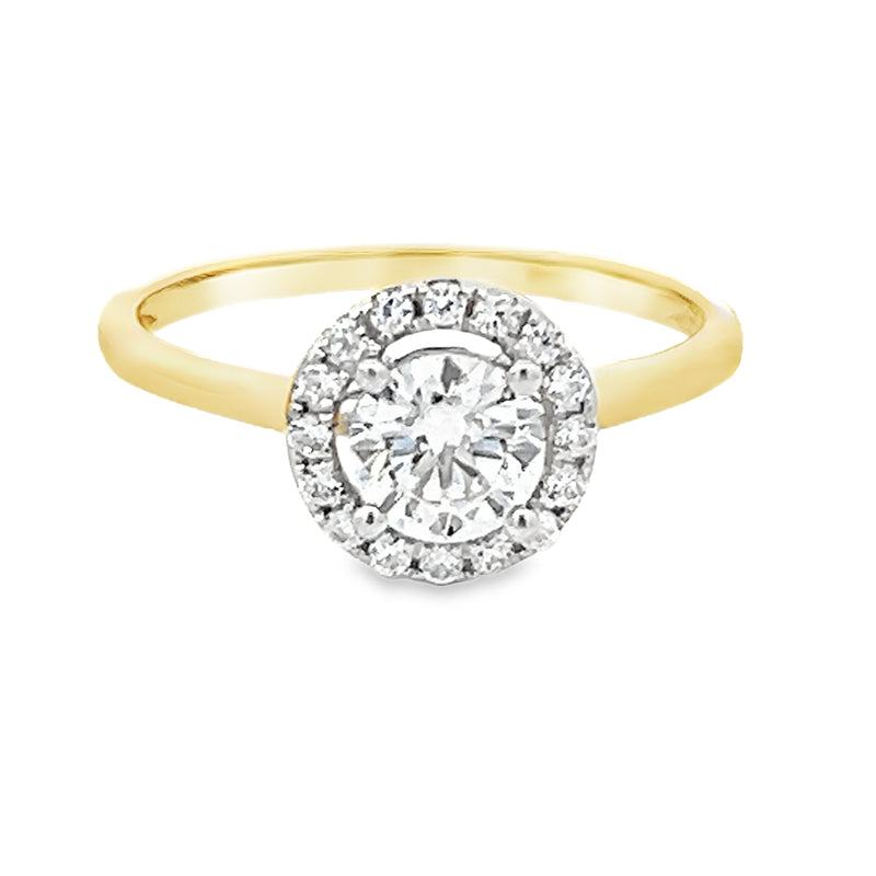 Cubic Zirconia Halo Engagement Ring 9ct Gold