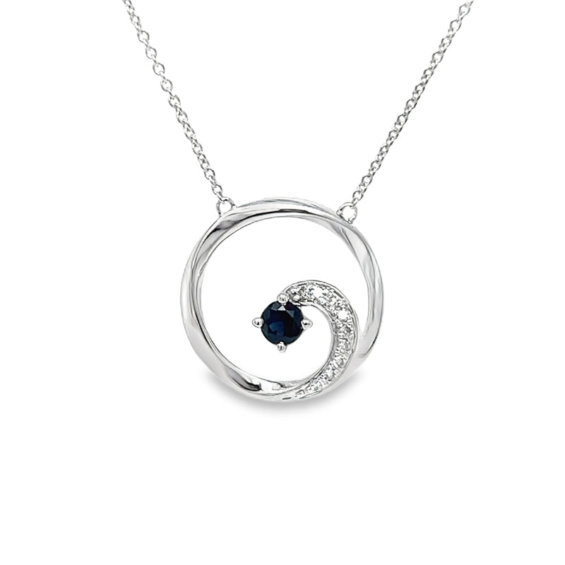 9ct White Gold Sapphire & Diamond Circle Necklace