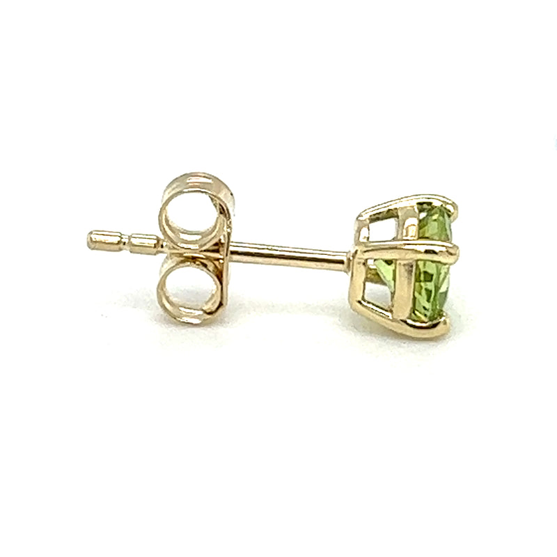 9ct Gold 5mm Peridot Stud Earrings side