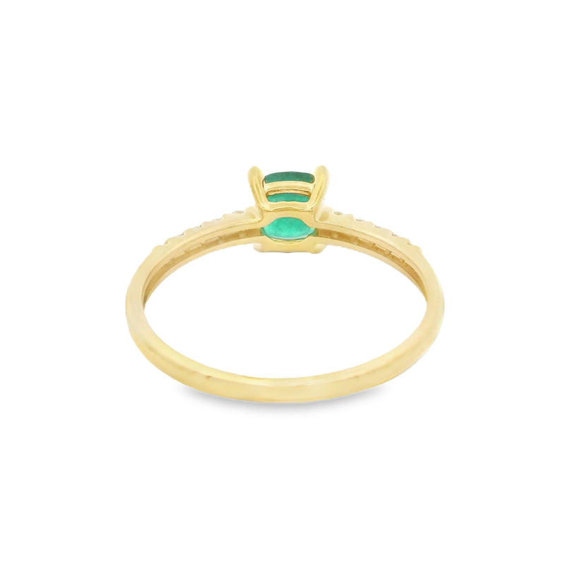 Solitaire Emerald & Diamond Ring 9ct Gold