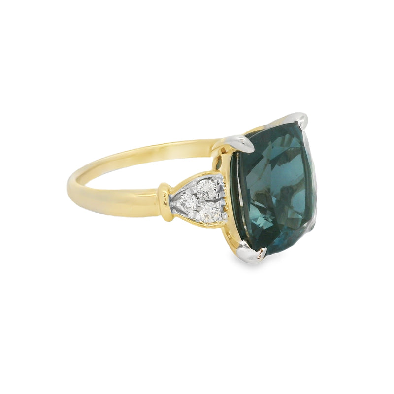 London Blue Topaz & Diamond Ring 9ct Gold