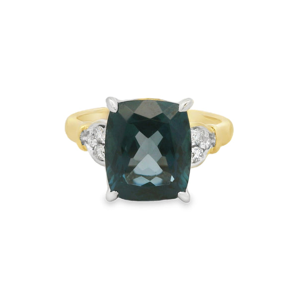 London Blue Topaz & Diamond Ring 9ct Gold