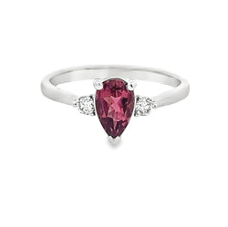 Platinum Pink Tourmaline & Diamond Trilogy Ring