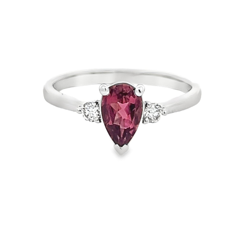 Platinum Pink Tourmaline & Diamond Trilogy Ring