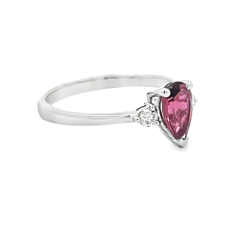 Platinum Pink Tourmaline & Diamond Trilogy Ring side