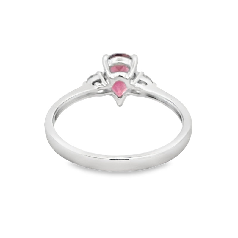 Platinum Pink Tourmaline & Diamond Trilogy Ring rear