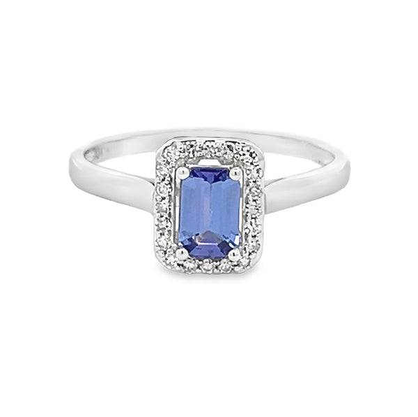 9ct White Gold Tanzanite & Diamond Ring