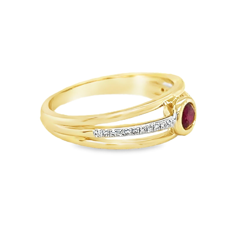 Ruby & Diamond Ring in 9ct Gold by Amore side