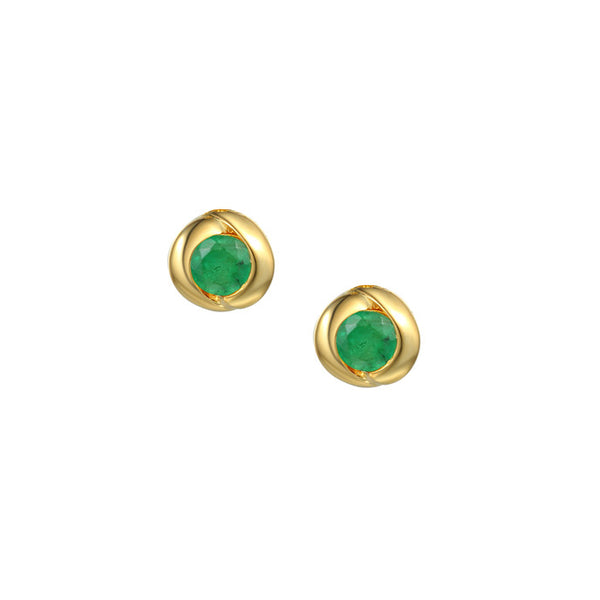 9ct Gold Bloom Emerald Stud Earrings by Amore