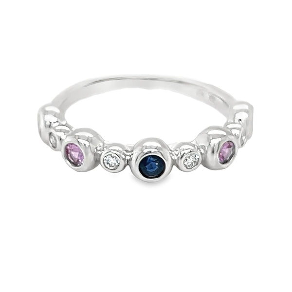 9ct White Gold Mixed Sapphire Ring by Amore