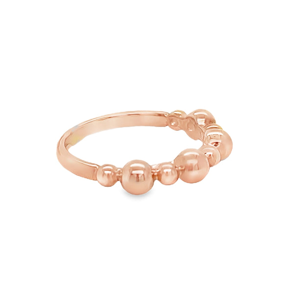 9ct Rose Gold Bobble Stacker Ring by Amore side