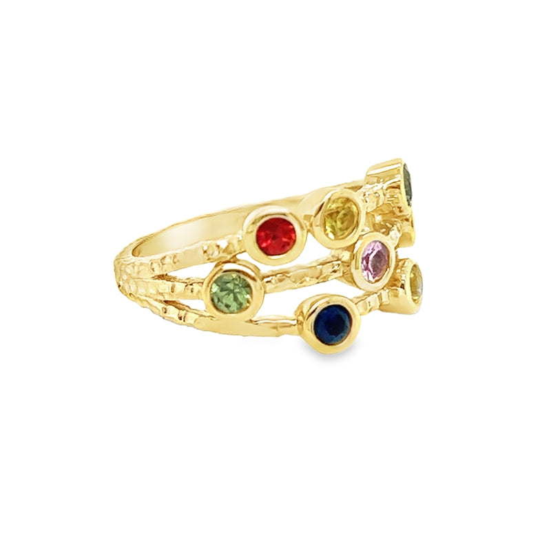 9ct Gold Multi Coloured Sapphire Ring by Amore side