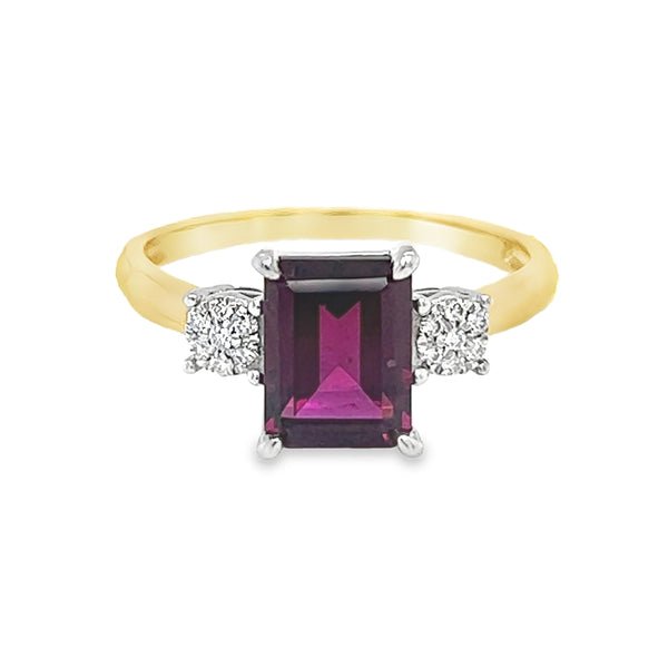 Rhodalite Garnet Trilogy Ring 9ct Gold